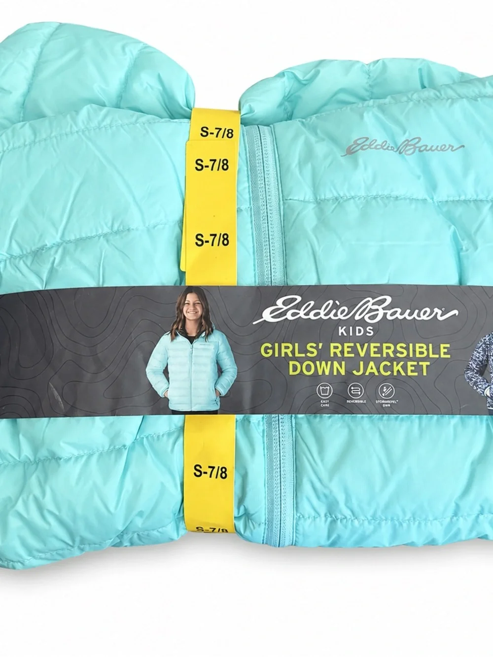 Eddie Bauer Reversible Kids' Jacket in Aqua and Navy Floral size 7/8